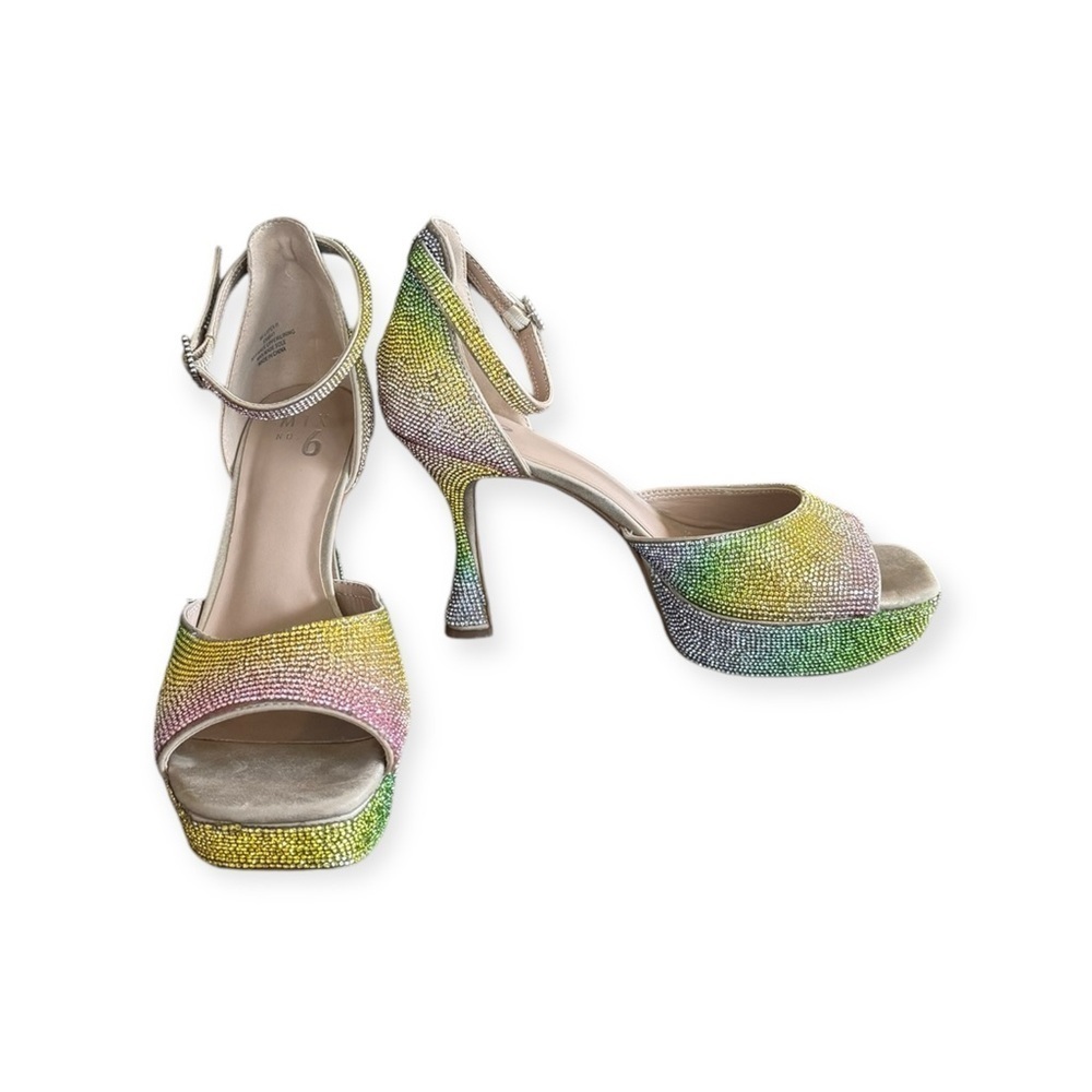 Mix No. 6 Platform Heels LAPEA Size 9.5 M rhinestone pink yellow